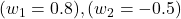  ( w_1 = 0.8 ), ( w_2 = -0.5 )