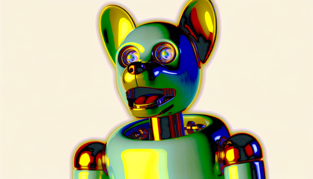 A robot dog with a playful expression