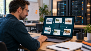 Un formateur prépare plusieurs sites web isolés reliés à une infrastructure sécurisée