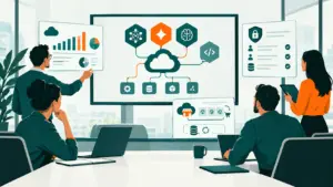 Une équipe informatique évalue des modèles d’IA dans son environnement cloud et examine les accès et le budget associés.