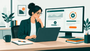 Une administratrice vérifie la version de son site avant d’appliquer une mise à jour de sécurité.