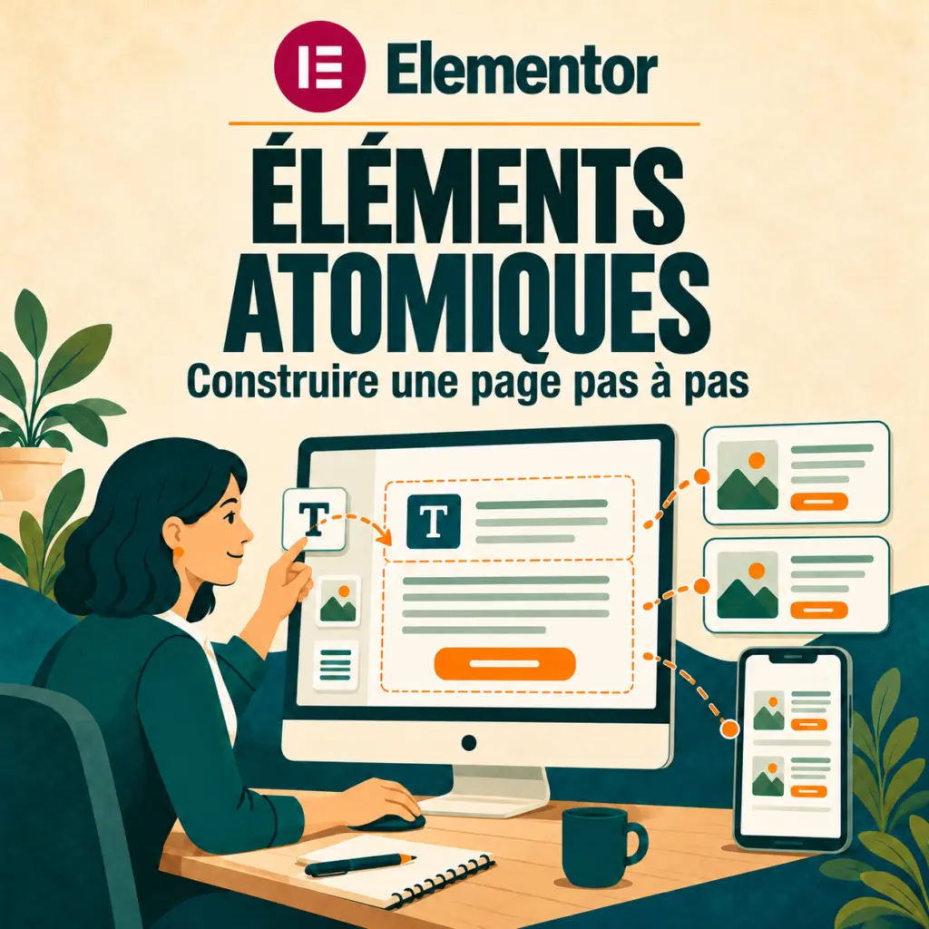 Elementor : créer une page avec les éléments atomiques, les contenants et les styles partagés.
