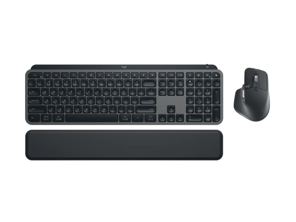 Combo Logitech MX Keys S avec clavier, souris MX Master 3S et repose-poignets