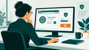 Une administratrice vérifie la version d’un navigateur avant une mise à jour de sécurité