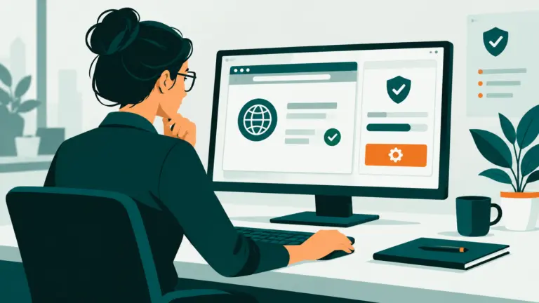 Une administratrice vérifie la version d’un navigateur avant une mise à jour de sécurité